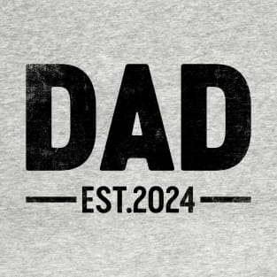 Dad Est 2024 (Black) Funny Father's Day T-Shirt